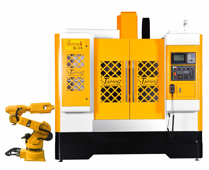 线轨机D-V8（三菱系统）—CNC850三轴线轨机(高速高精密零件立式加工中心机） （带油雾得理器） 主轴转速达18000转 ，带机械手